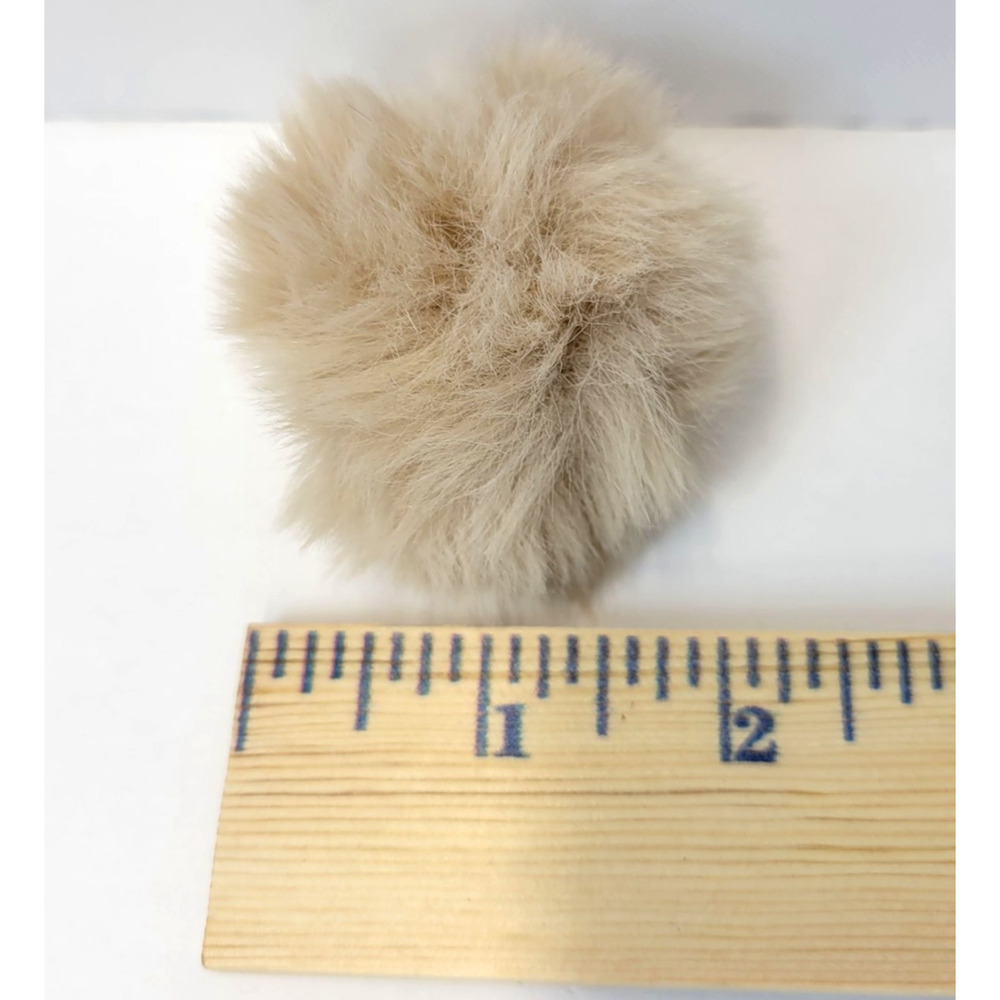 Beige Faux Fur Pom Pom Keychain Fluffy Puff Key Ring Bag Charm Accessory Soft - Picture 7 of 9